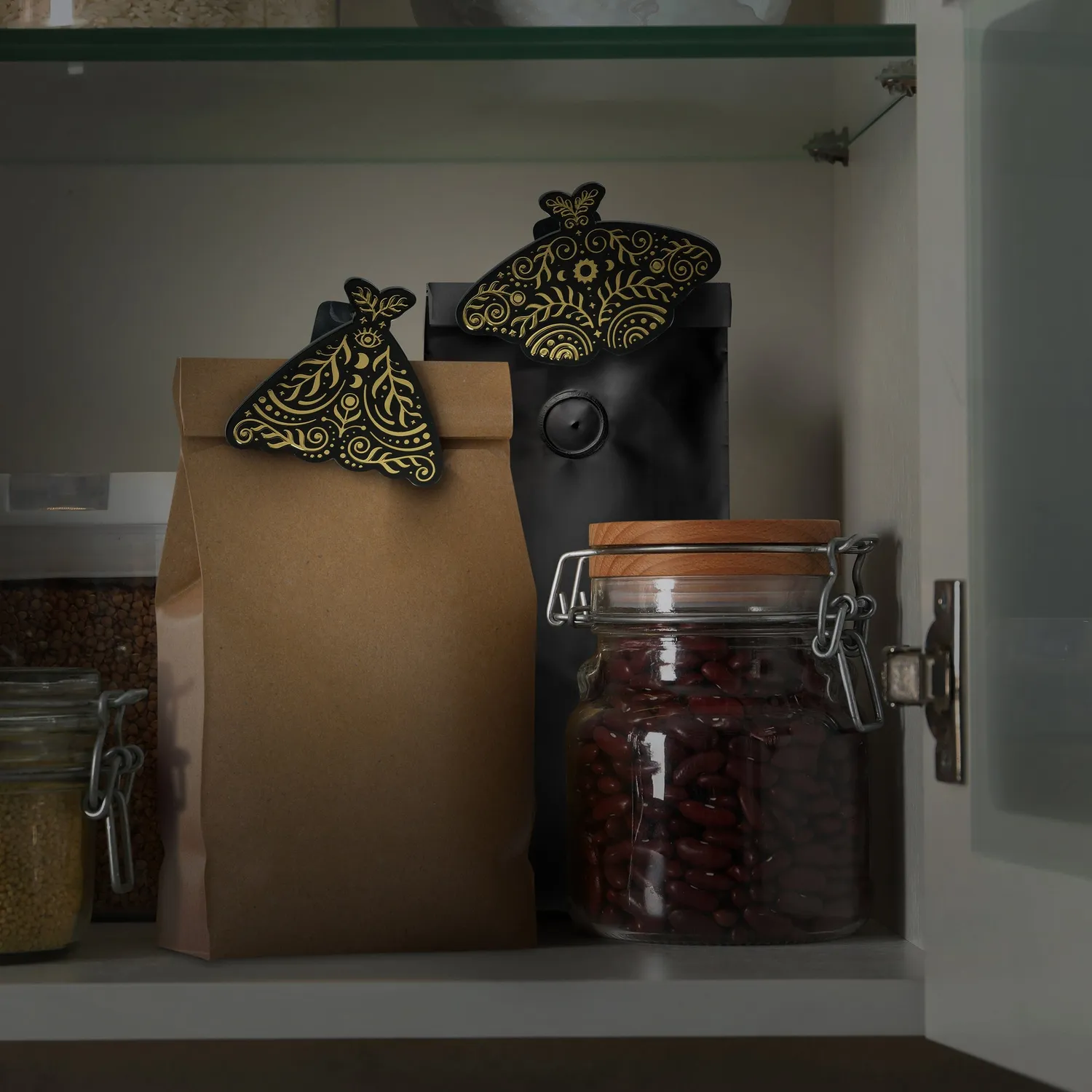 Fred Pantry Moths poseklemmer 4 stk guld