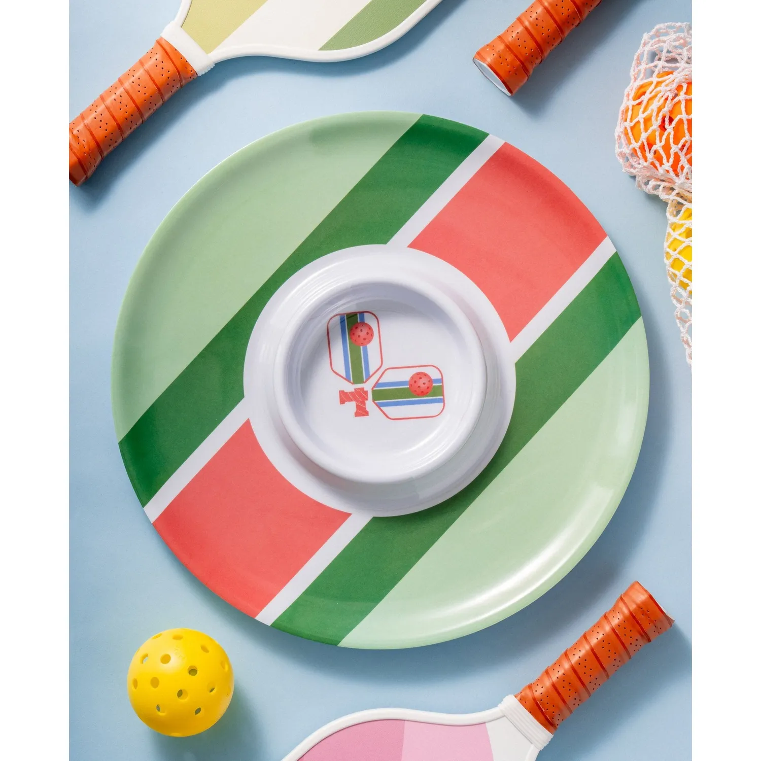 Godinger Pickle Ball chip dip skål melamin stribet