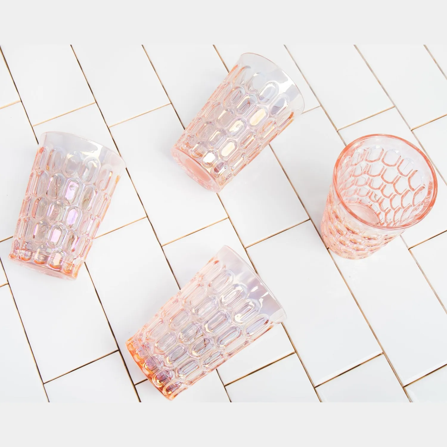 Godinger Rex highball glas 8 stk rosa iriserende