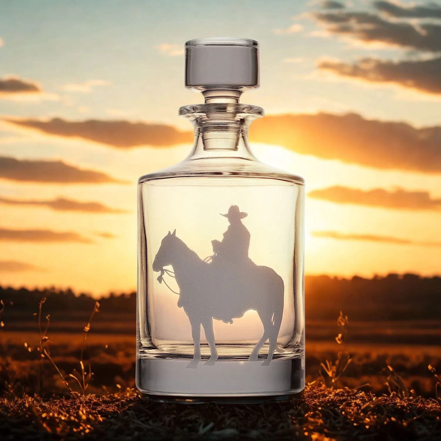 Godinger Prairie Cowboy karaffel krystal 34 oz