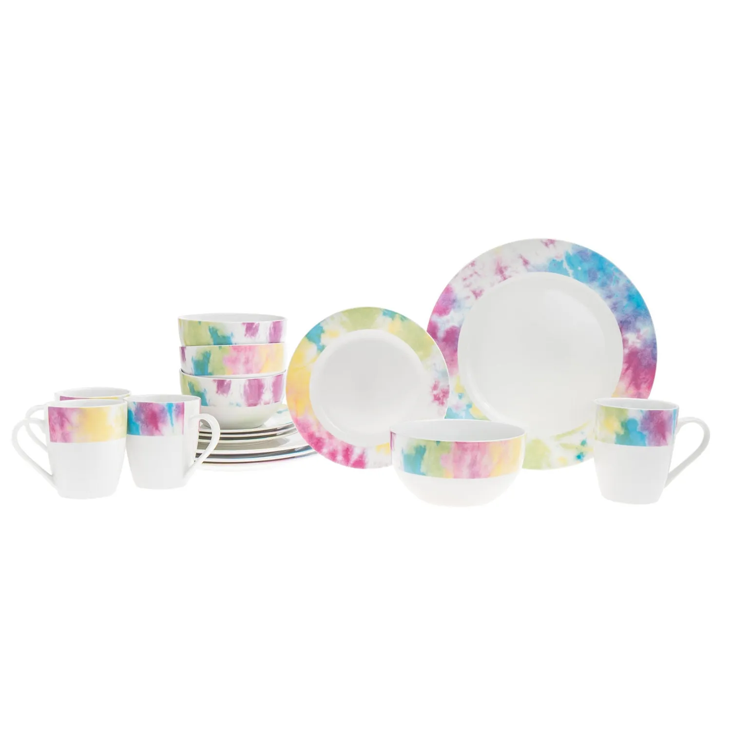 Godinger Tie Dye stel 16 dele porcelæn multicolor