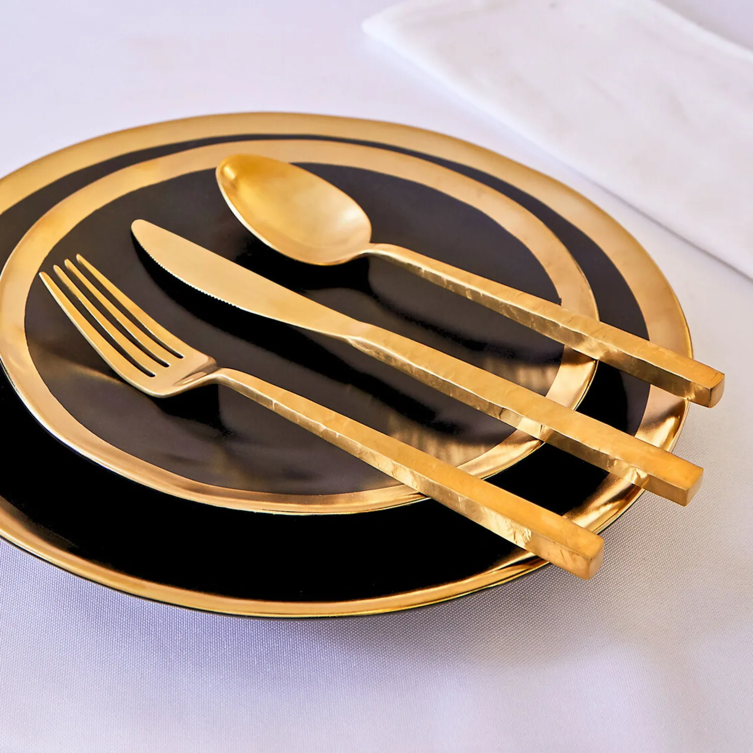 Godinger Rustic bestiksæt guld 20 dele til 4 personer rustfrit