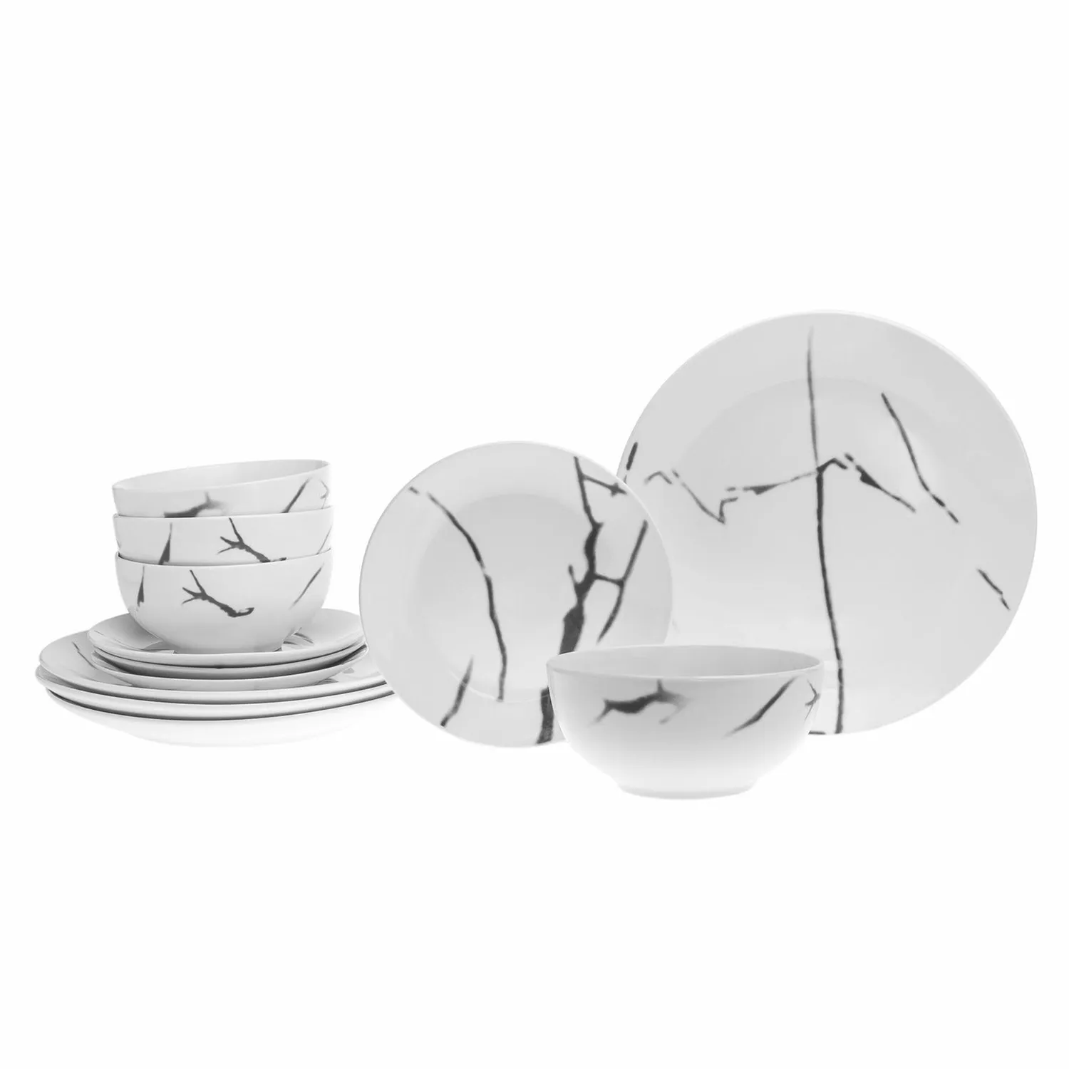 Godinger Boulon Black stel 12 dele porcelæn til 4