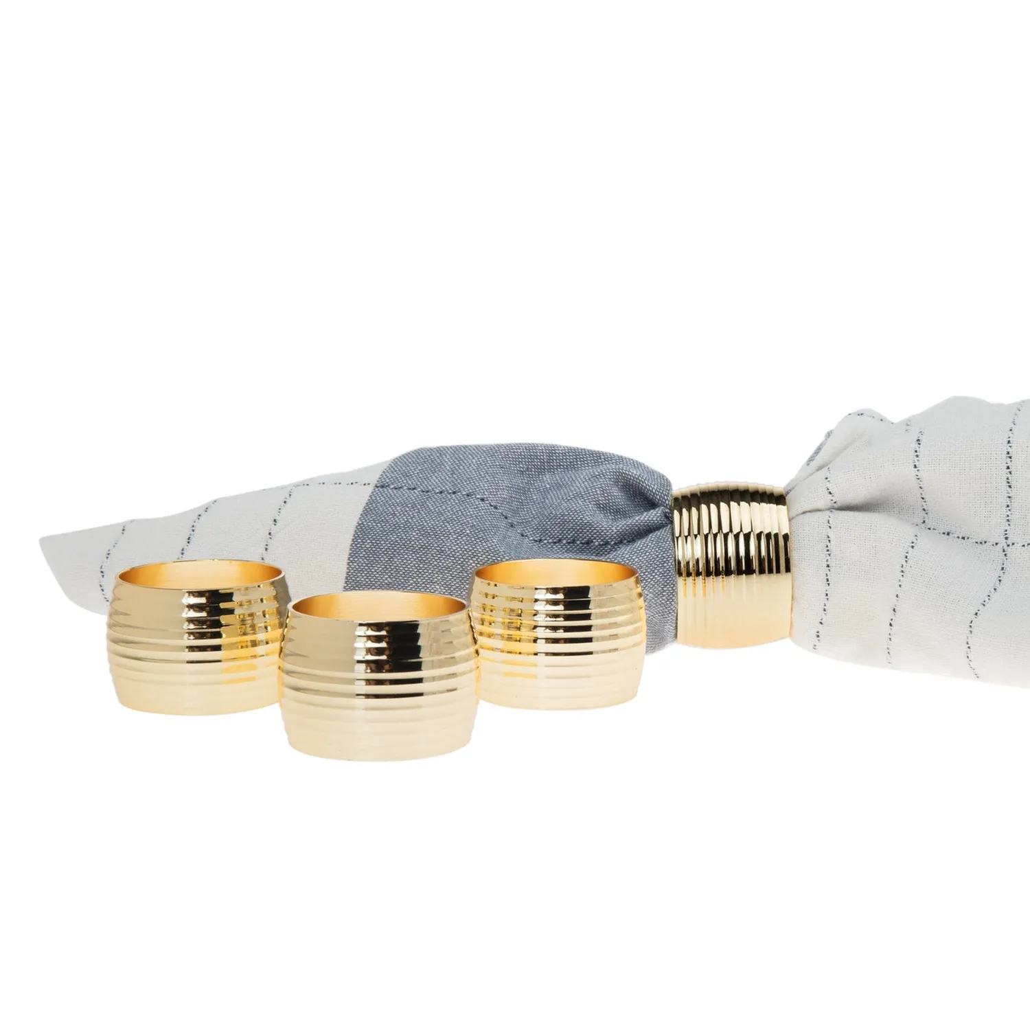 Godinger Ribbed Gold servietringe sæt guld