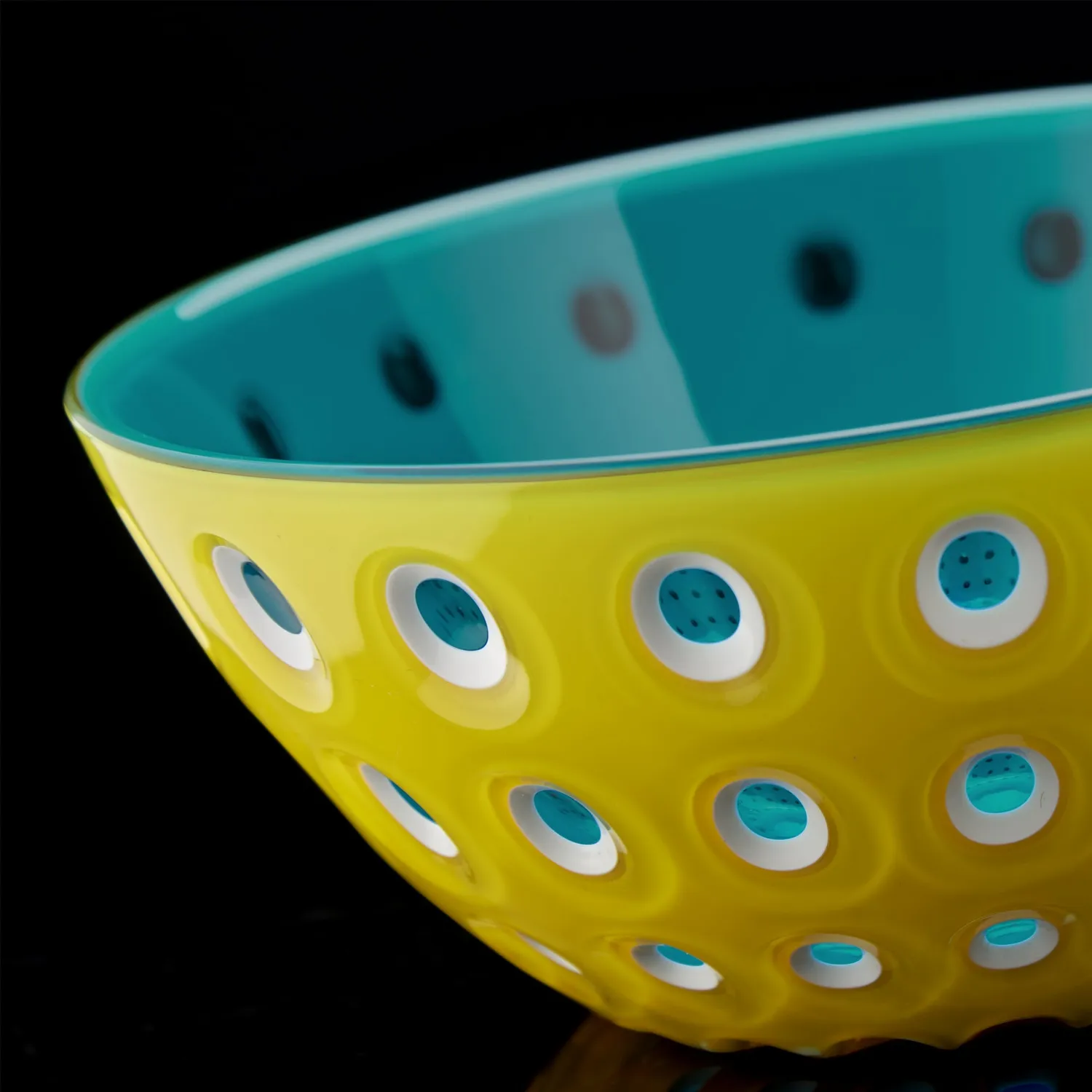 Guzzini Le Murrine skåle 12 cm gul hvid aqua sæt 2