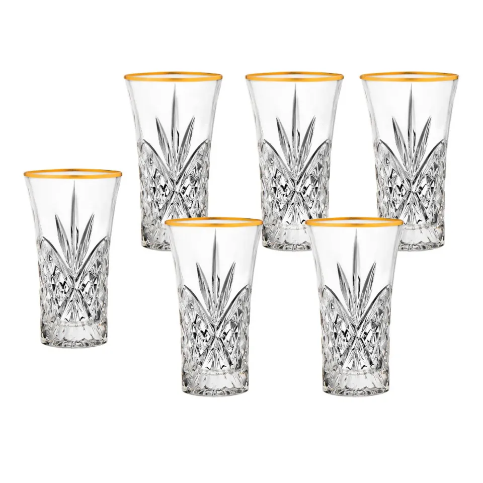 Godinger Dublin shotglas 6 stk guldkant krystal