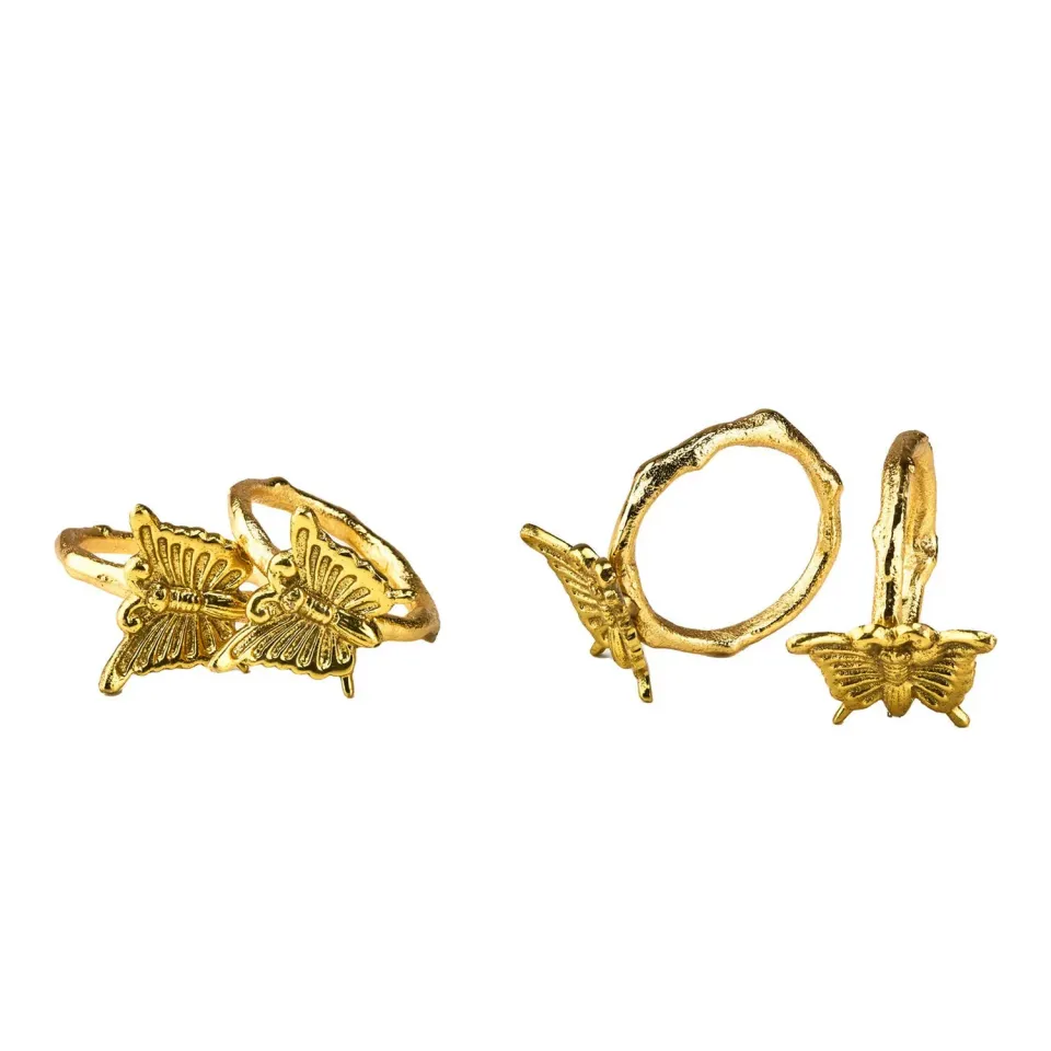 Godinger Butterfly servietring guld 4 stk