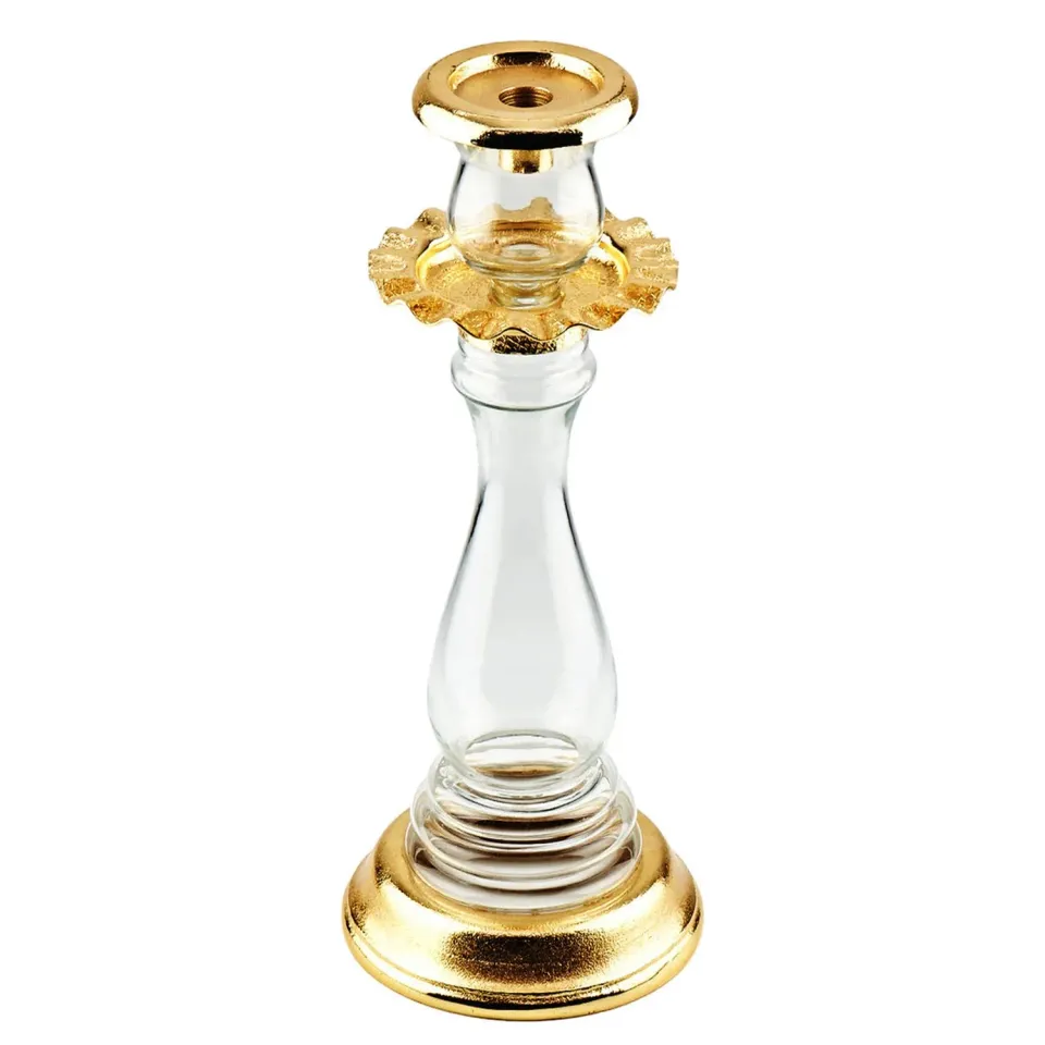 Godinger Ripple lysestage stor guld glas til bloklys