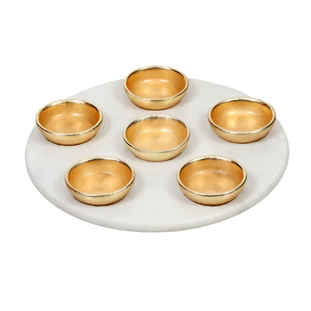 Godinger Marble sedertallerken hvid guld marmor
