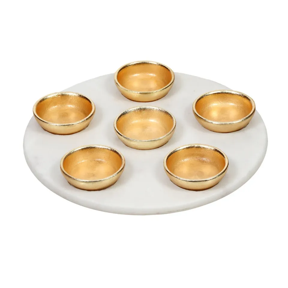 Godinger Marble sedertallerken hvid guld marmor
