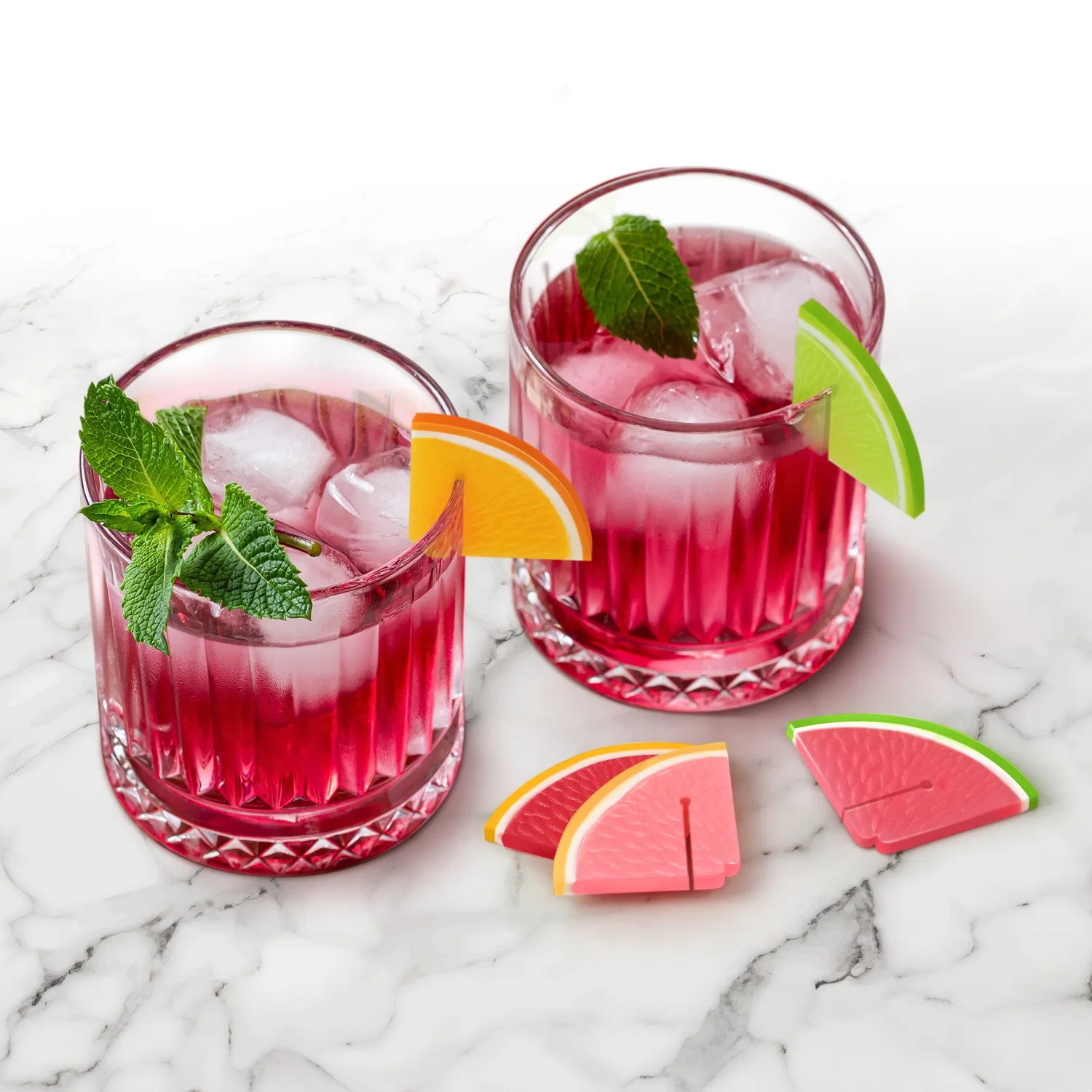 Fred Fruit Cocktail glasmarkører citrus 6 stk. silikone
