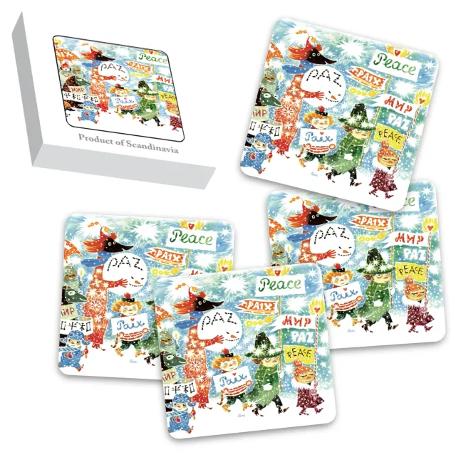 Opto Design Moomin Unicef Peace bordskåner 4-pak birkefiner