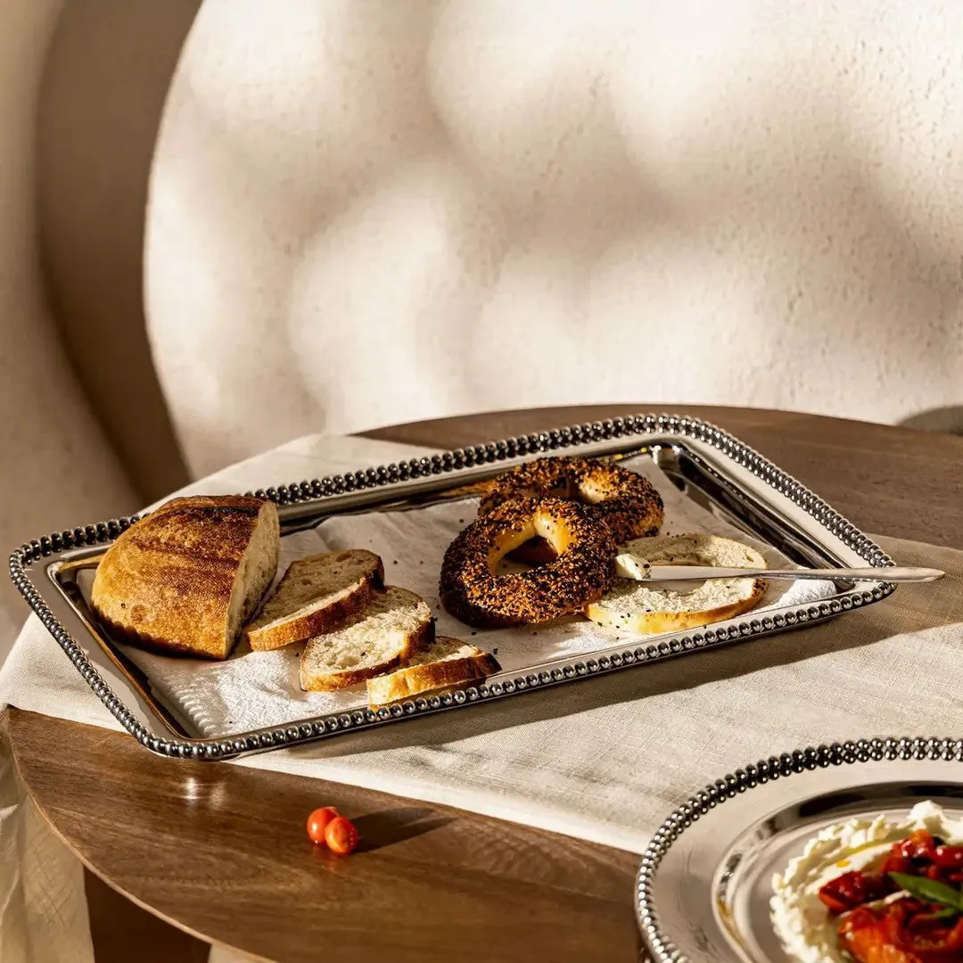 Godinger Perles serveringsbakke 51 cm stål perlekant