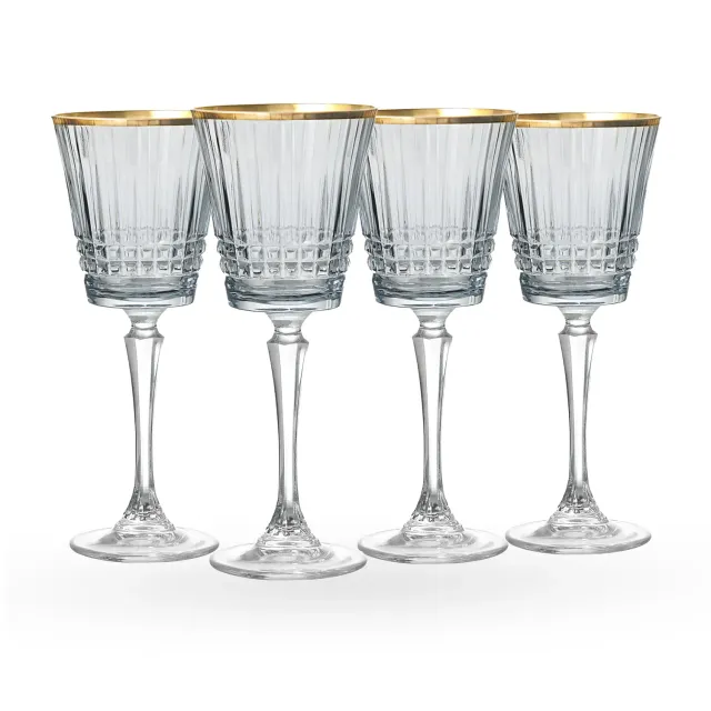 Godinger Cristine Smoke Gold Rim rødvinsglas 4 stk med guldkant