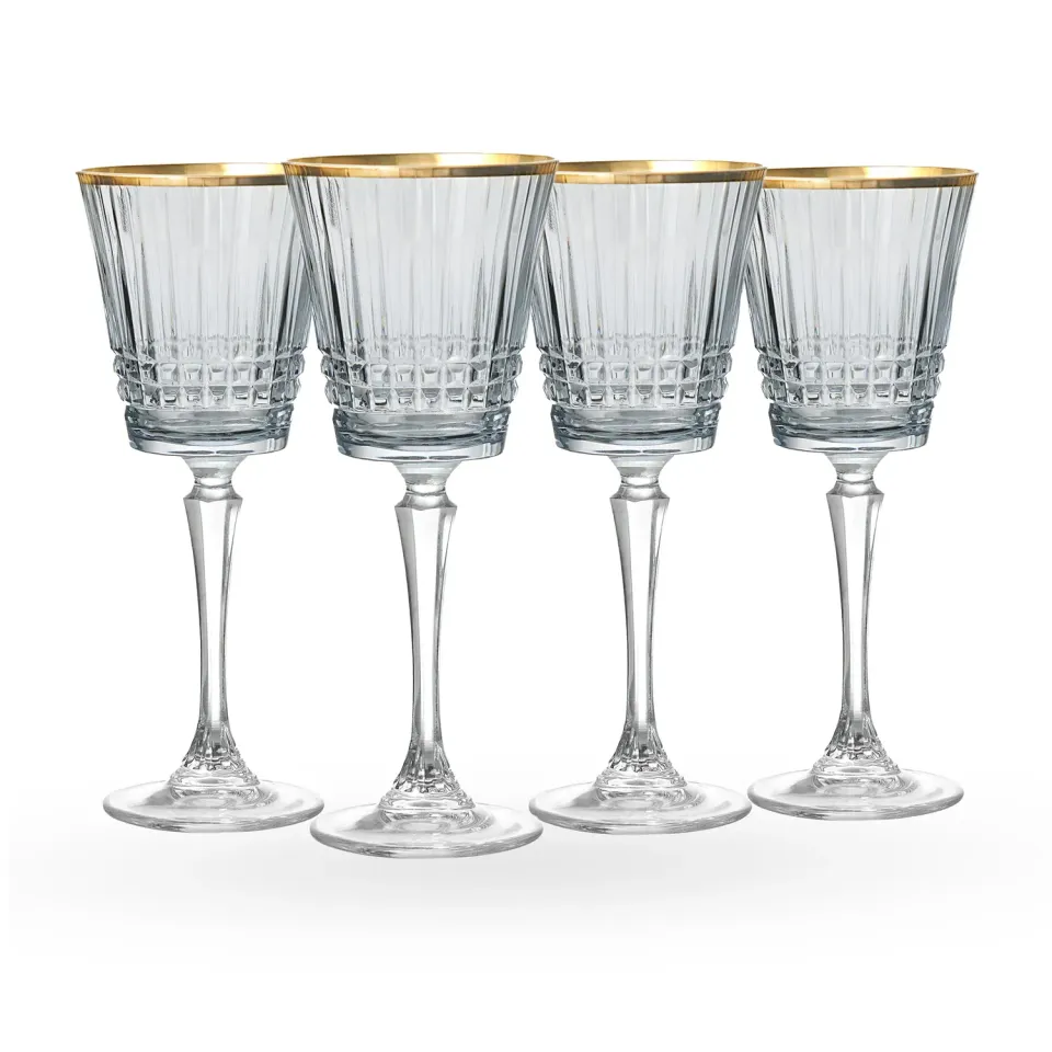 Godinger Cristine Smoke Gold Rim rødvinsglas 4 stk med guldkant