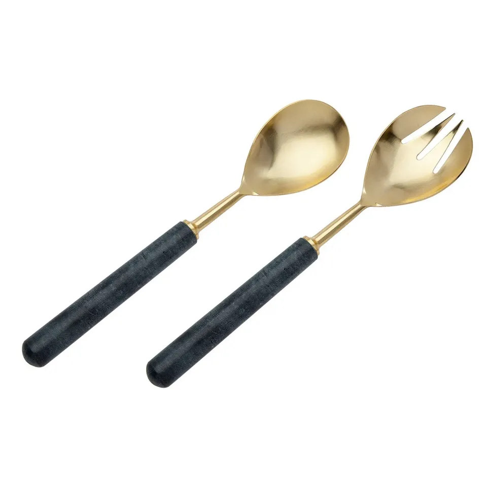 Godinger Onyx Salatbestik Marmor Sort Guld 2 Dele