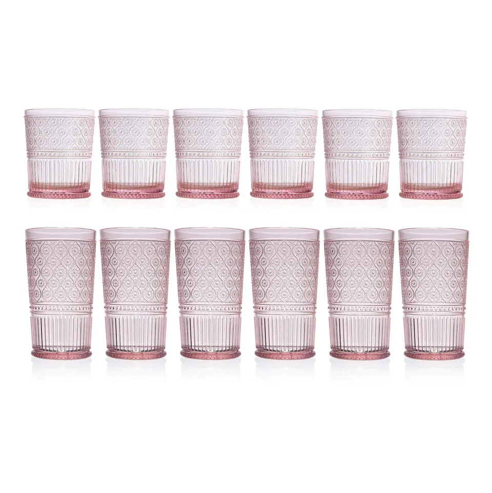 Godinger Claro highball- og whiskyglas pink akryl 12 stk