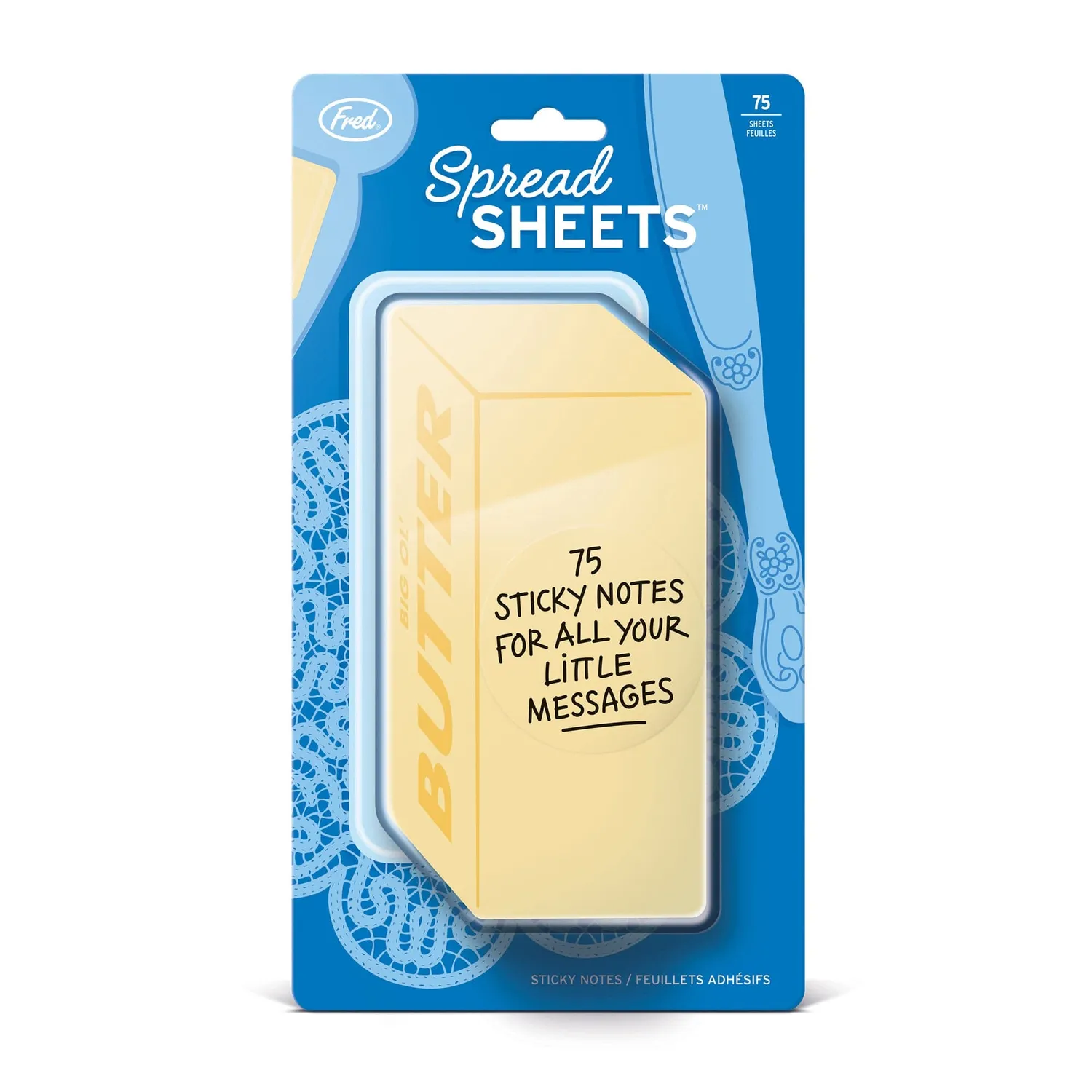 Fred Spread Sheets klæbende notesblok smør 75 ark