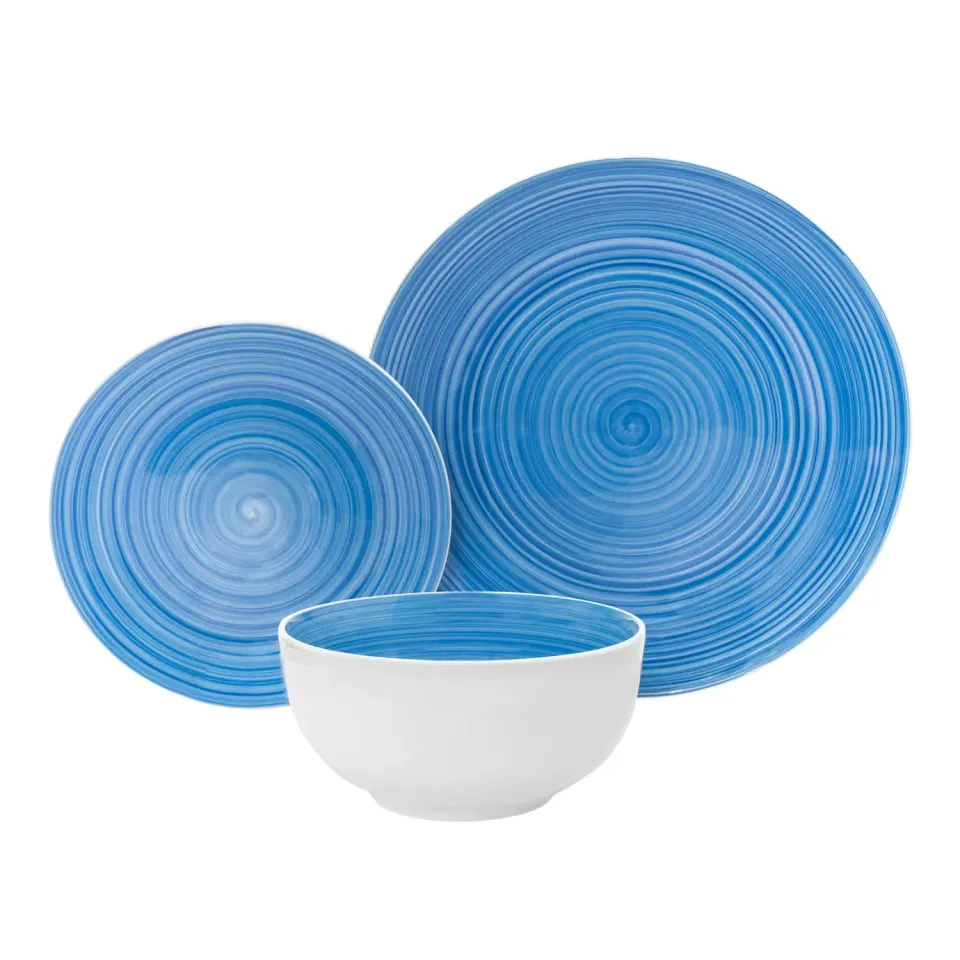 Godinger Spiral middagsservice 12 dele blå porcelæn