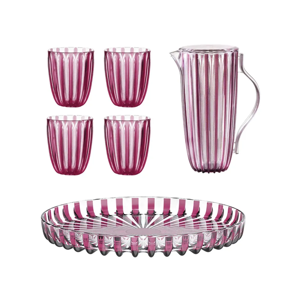 Guzzini Dolcevita picnicsæt ametyst 4 glas kande bakke