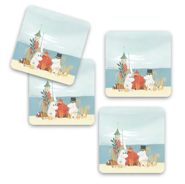 Opto Design Moomin Boat on Beach bordskånere 4-pak 9x9 cm