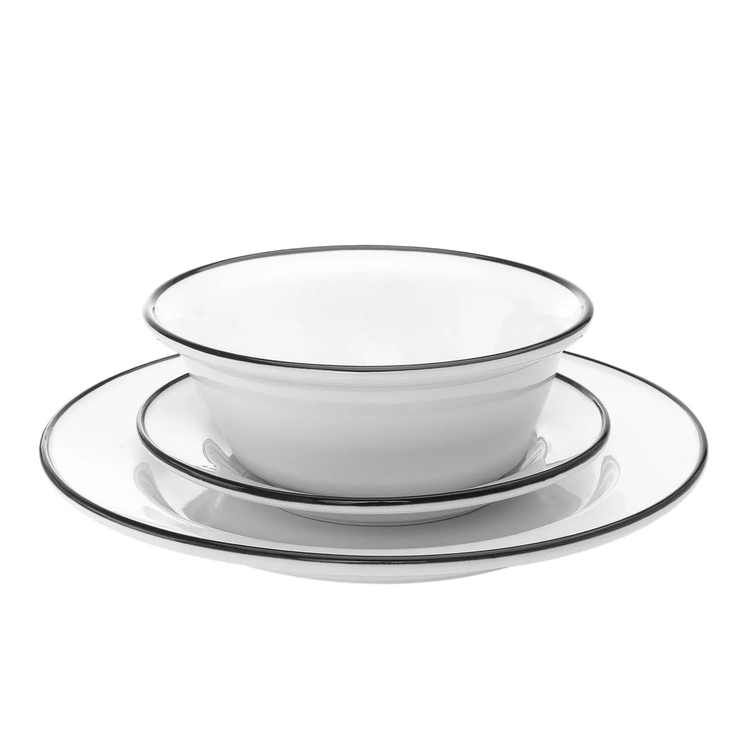 Godinger Bistro spisestel 16 dele sort kant 4 pers