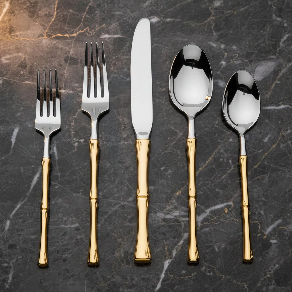 Godinger Rattan Mirrored Accented Gold bestiksæt 20 dele