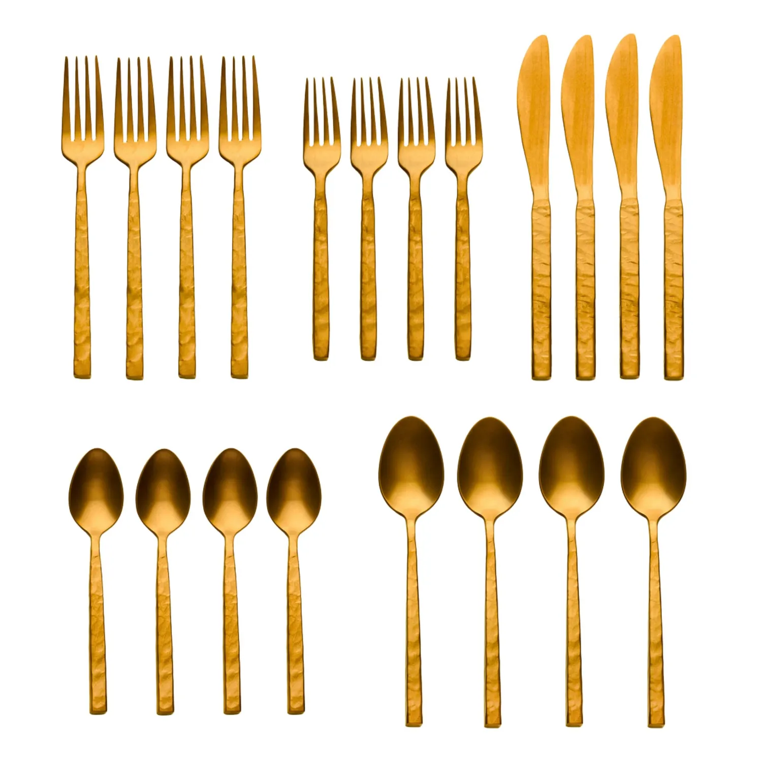 Godinger Rustic bestiksæt guld 20 dele til 4 personer rustfrit