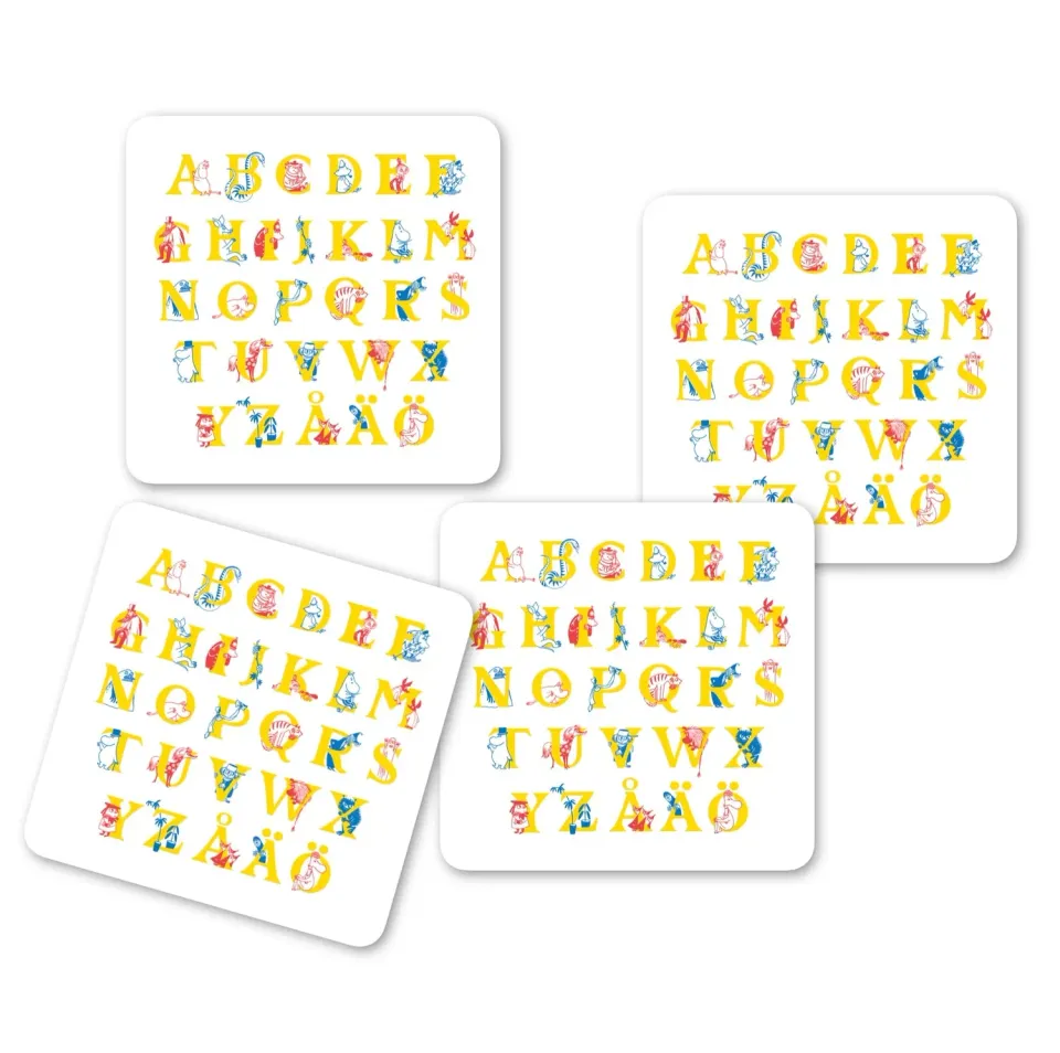 Moomin ABC glasbrikker 4-pak 9x9 cm birkefiner