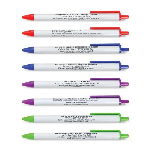 Fred Borrow My Pen kuglepenne 8-pak sjove tryk
