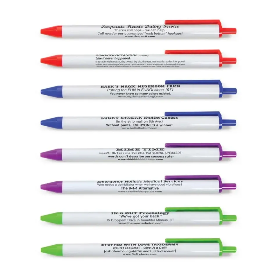 Fred Borrow My Pen kuglepenne 8-pak sjove tryk