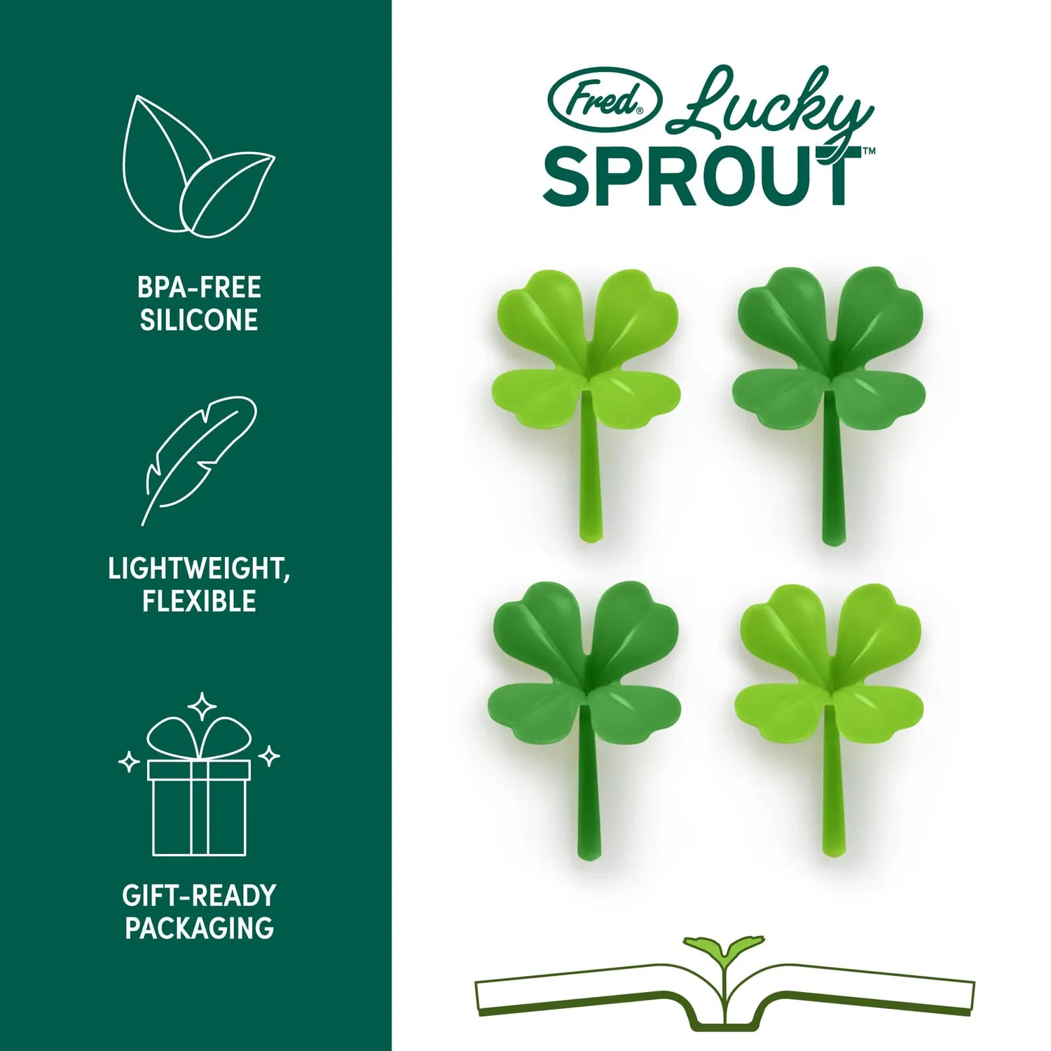 Fred Lucky Sprout bogmærker 4-pak kløver silikone