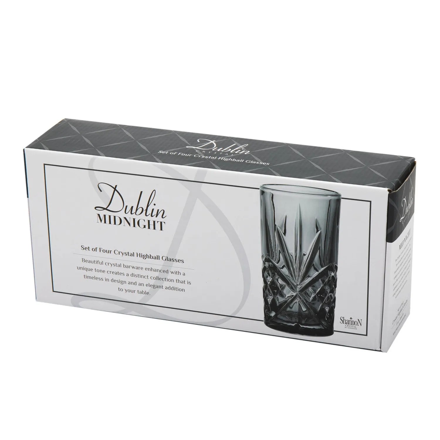 Godinger Dublin Midnight highball glas 4 stk røget krystal
