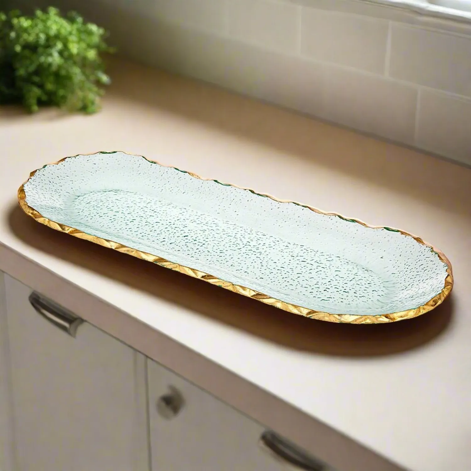 Godinger Harper Gold Edge serveringsfad klar guld 44 cm