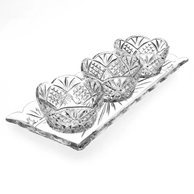 Godinger Dublin Scalloped serveringssæt krystal 4 dele