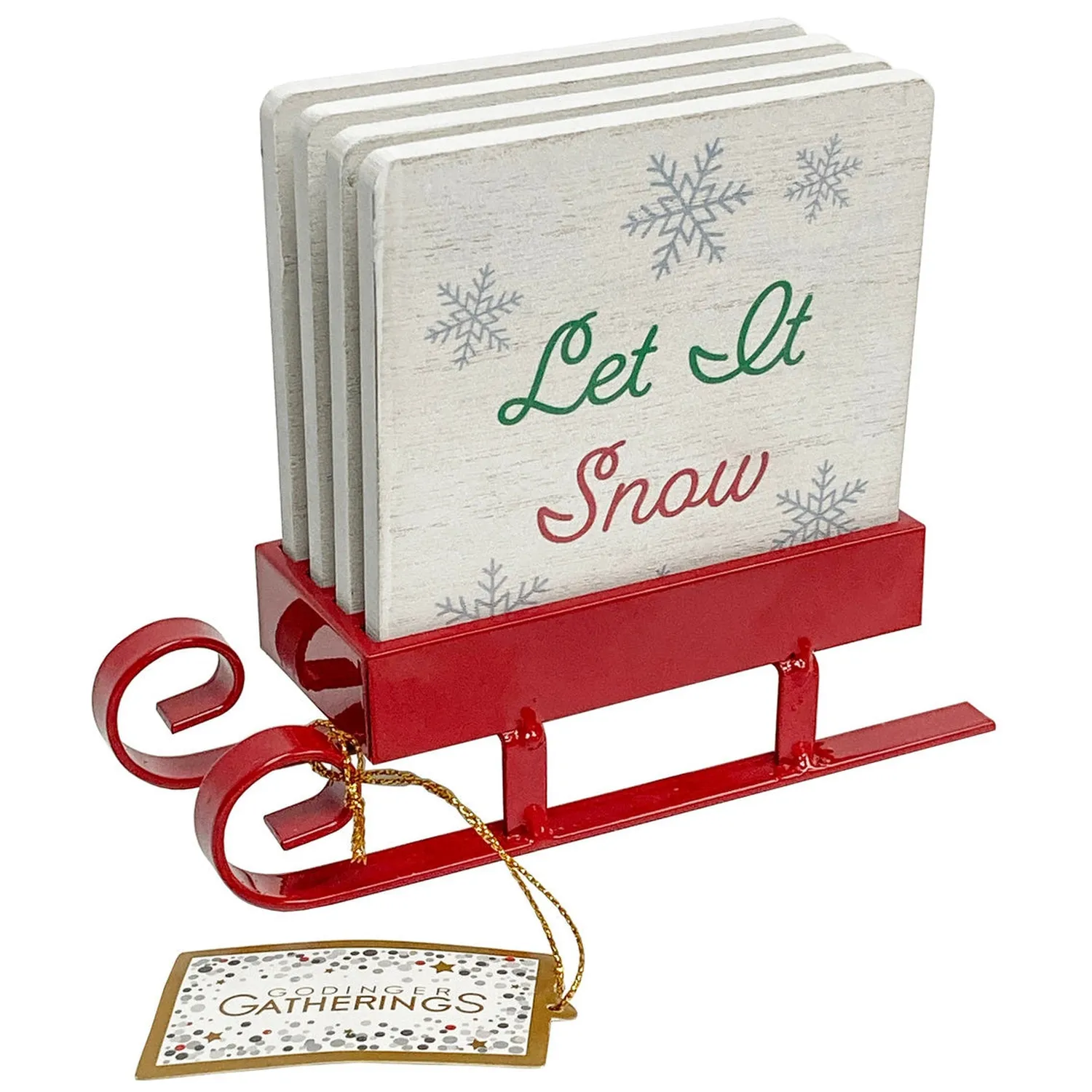 Godinger Christmas Sleigh Coaster Set bordskånere træ