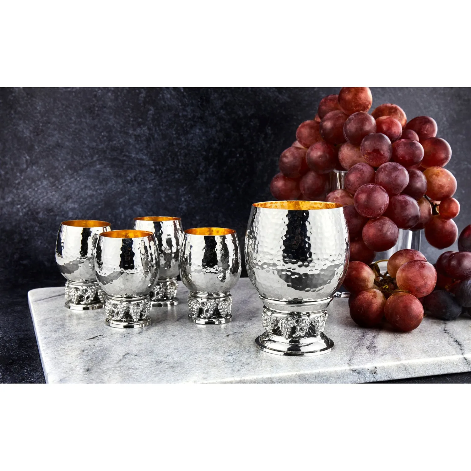 Godinger Grape Hammered shotglas 6 stk guld