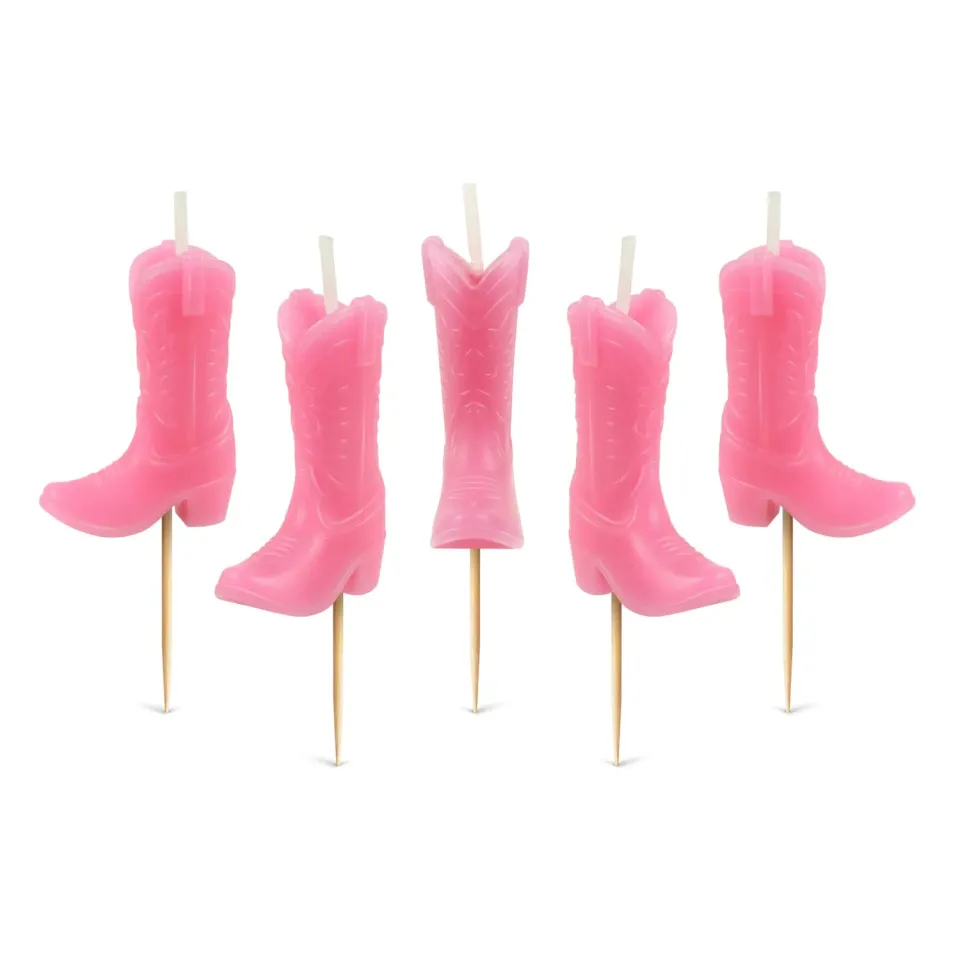 Fred & Friends Wild Wild Wicks cowboystøvle kagelys 5 stk pink