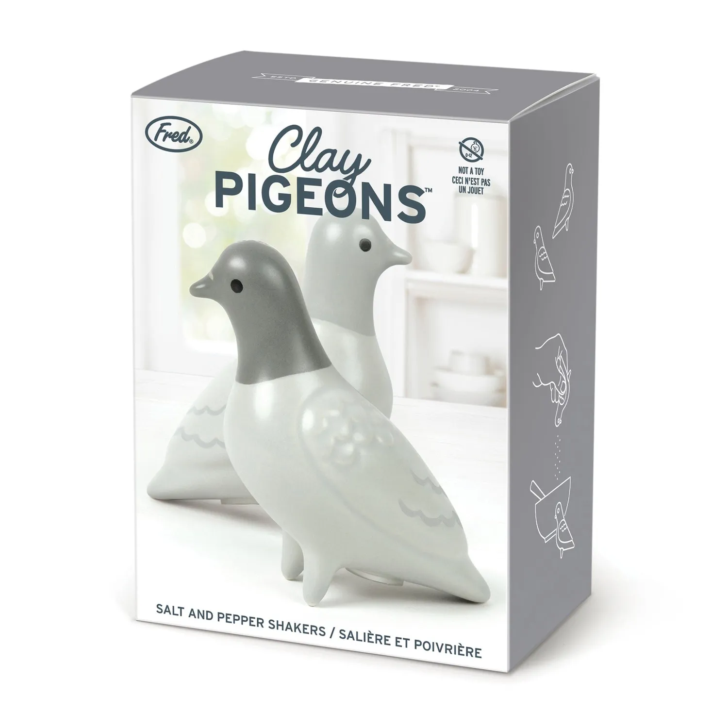 Fred Clay Pigeons salt- og pebersæt duer keramik
