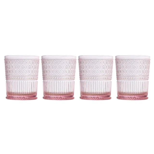 Godinger Claro Double Old Fashion glas 4 stk pink akryl