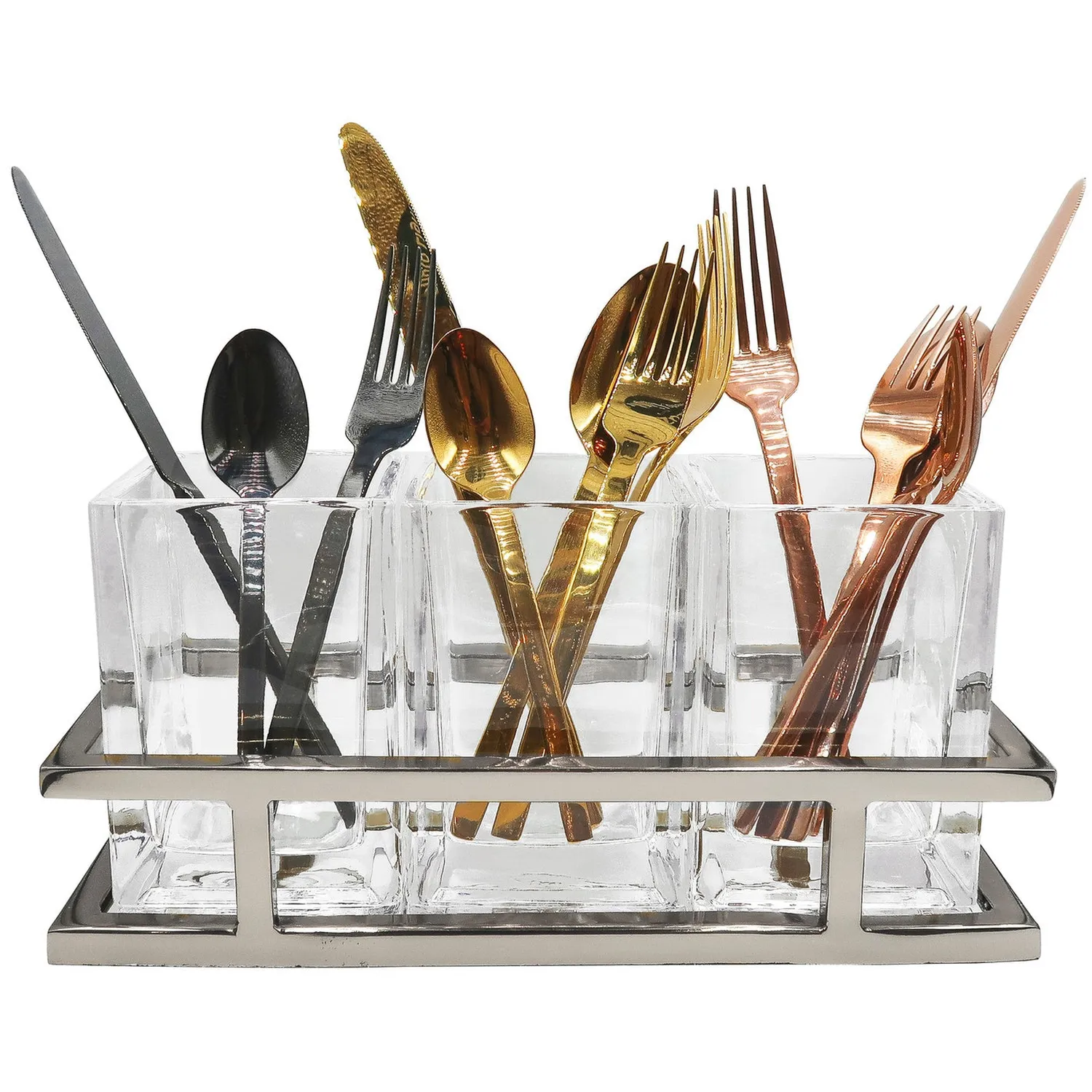 Godinger Aspen Silver bestikholder glas stål