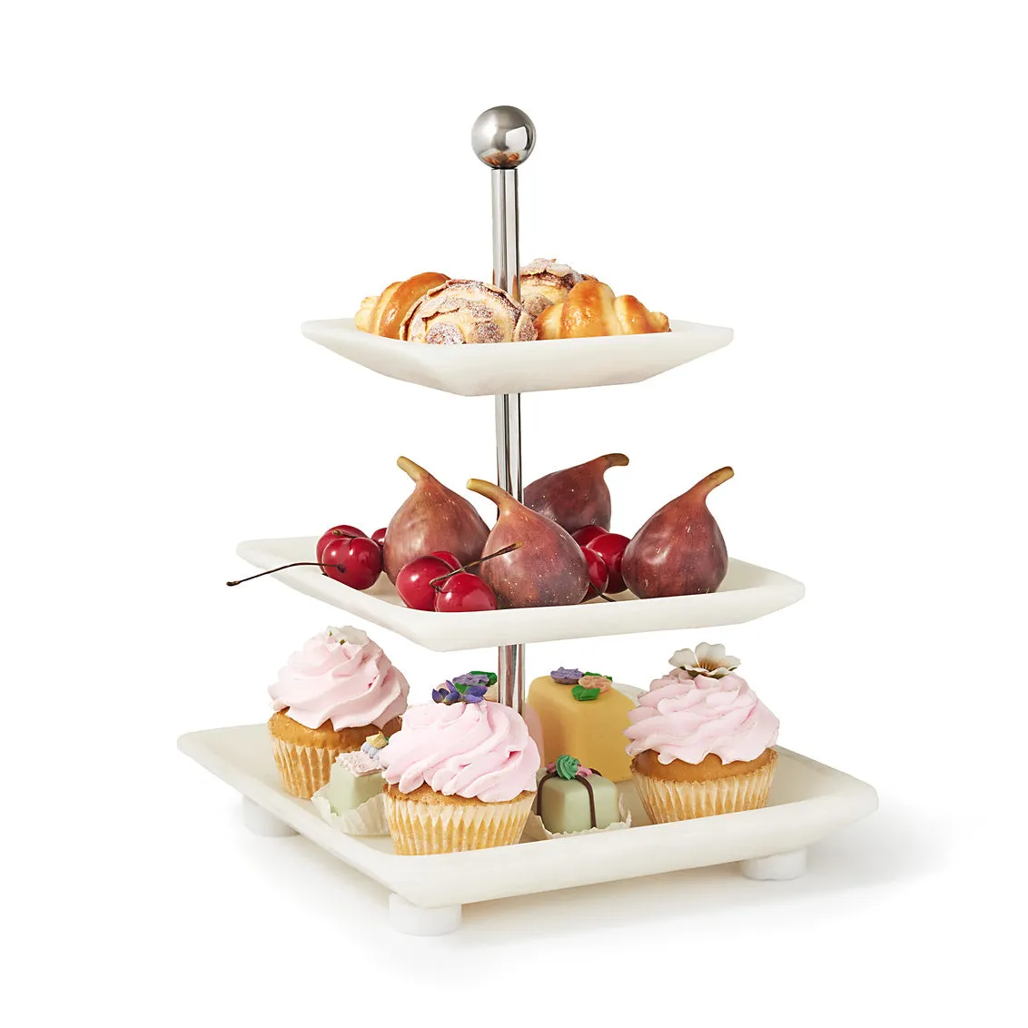 Godinger Azure etagere i mat hvid resin 3 etager