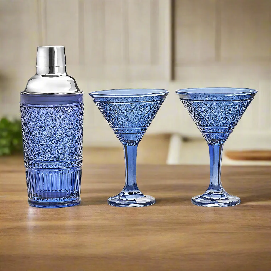 Godinger Claro cocktailsæt blå krystal shaker