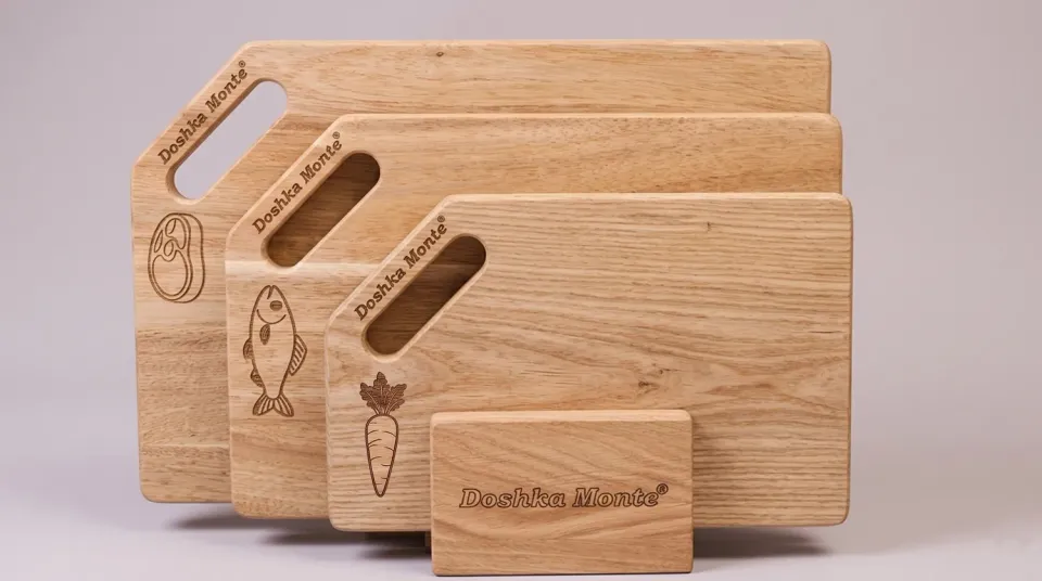 Doshka Monte Premium skærebræt sæt ask 3 stk graveret