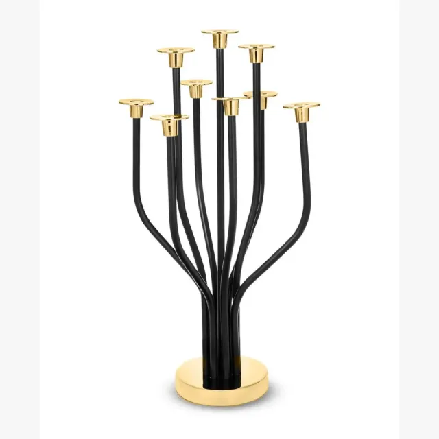 Godinger 9-armet kandelaber 61 cm sort guld