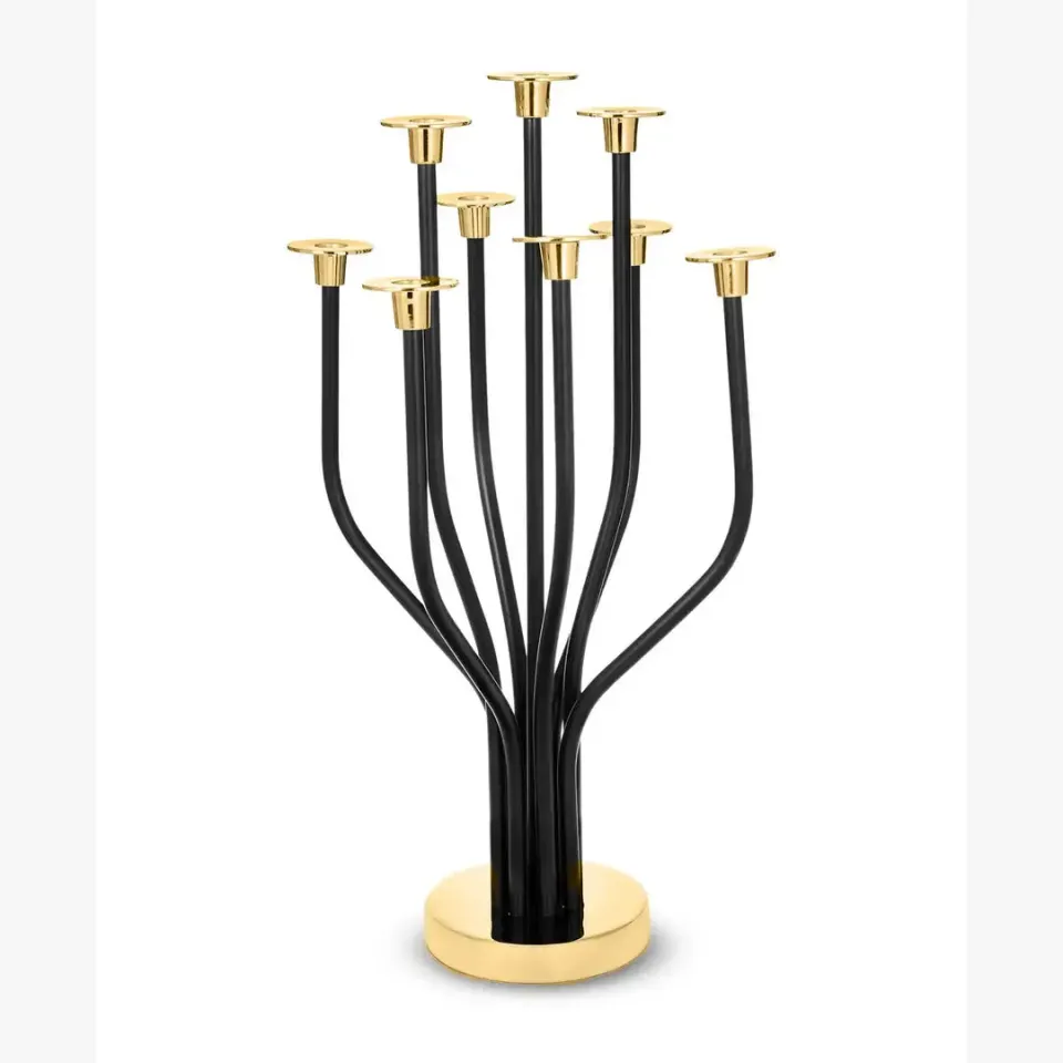 Godinger 9-armet kandelaber 61 cm sort guld
