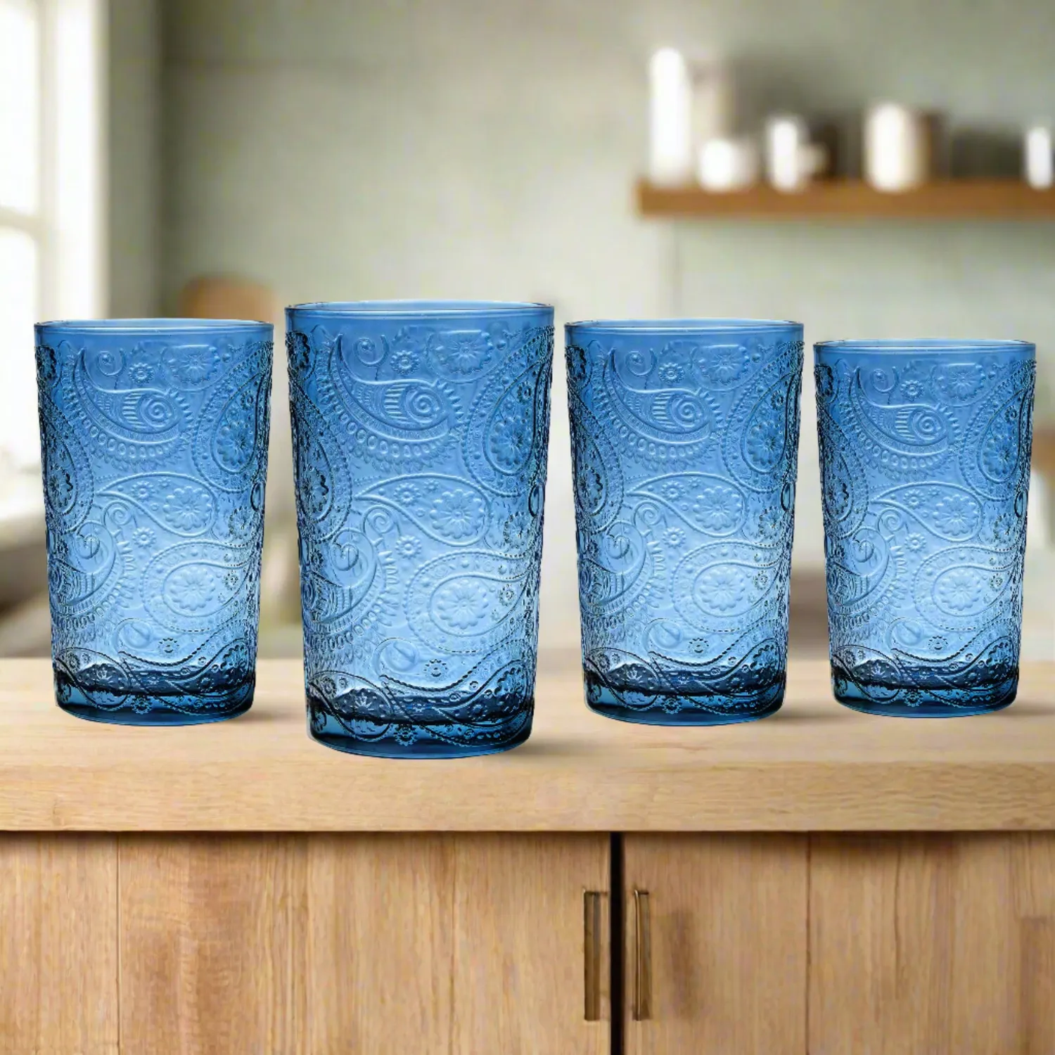 Godinger Paisley Blue highballglas 4 stk blå