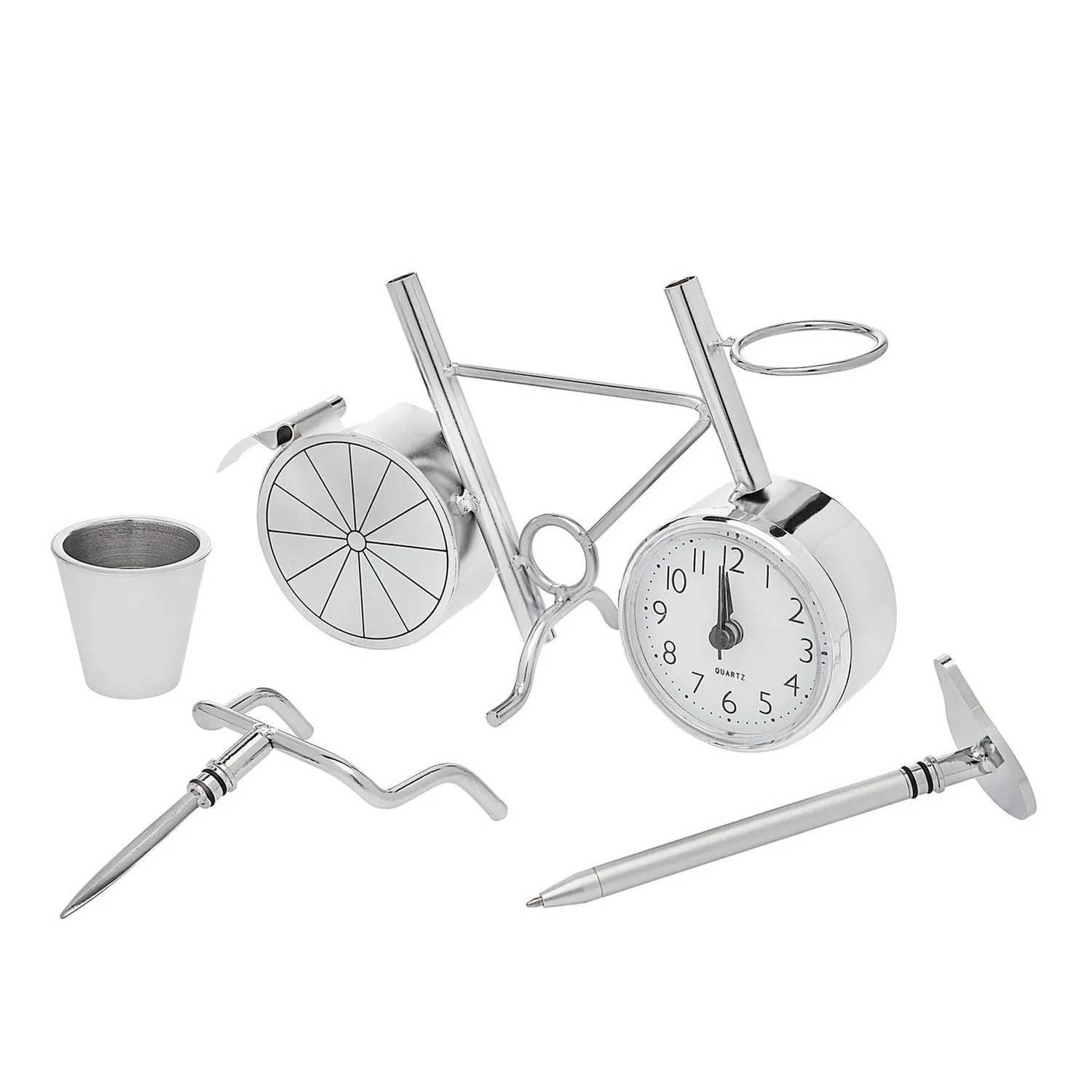 Godinger Bicycle Desk Set Clock skrivebordsur rustfrit stål