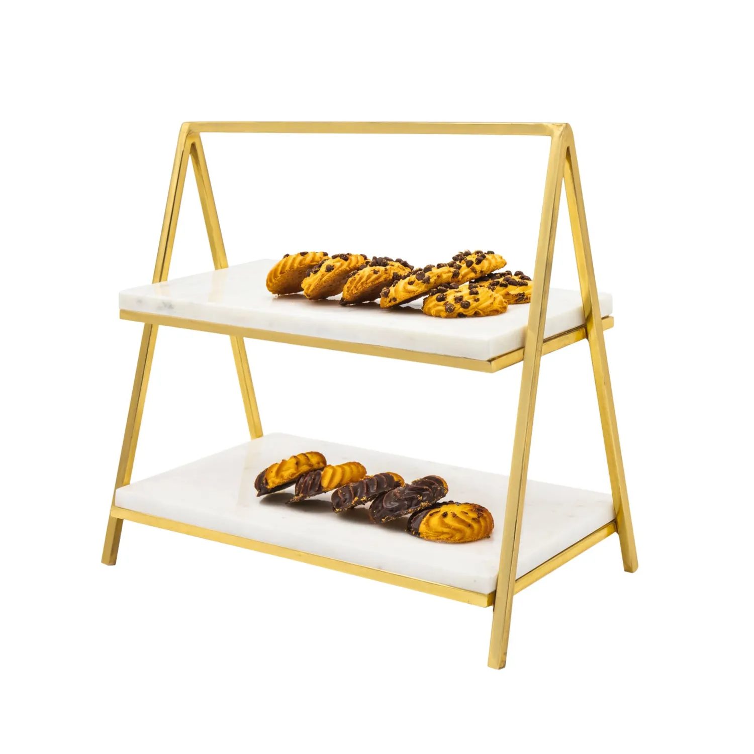 Godinger Doux etagere 2 etager hvid marmor guld