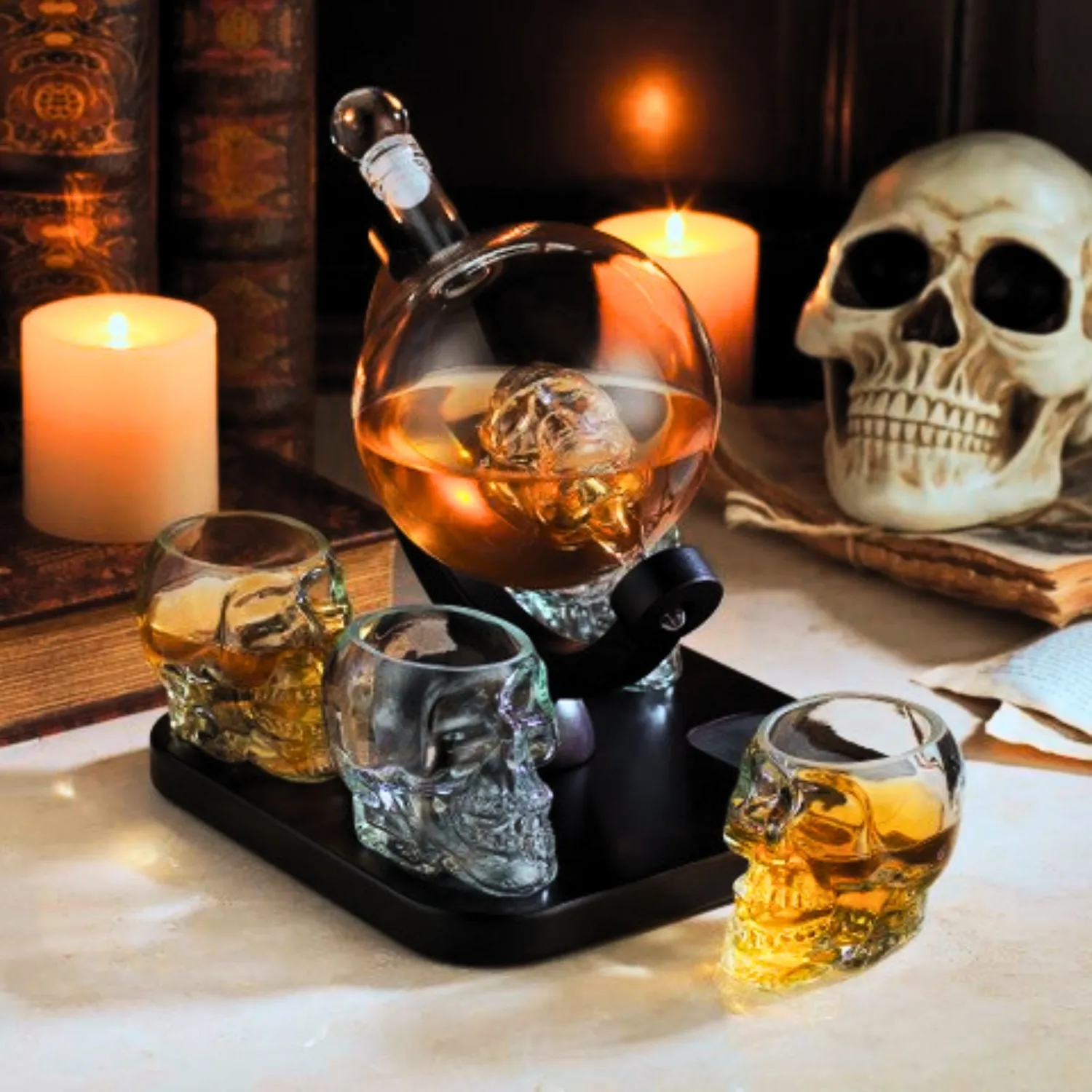 Godinger Skull whiskey karaffelsæt 5 dele krystal